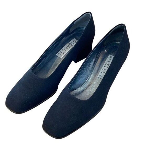 Nickels Italy Womens Square Toe Suede Block Heel Slip-on Pumps Black Size 7.5 - Picture 1 of 11